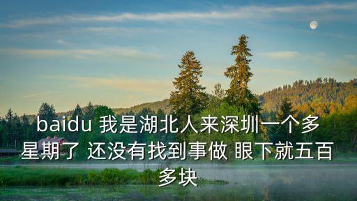 深圳龍華百外模式，baidu 我是湖北人來深圳一個多星期了 還沒有找到事做 眼下就五百多塊
