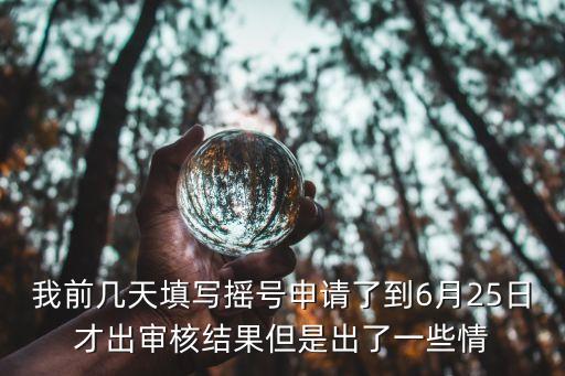 我前幾天填寫搖號申請了到6月25日才出審核結果但是出了一些情