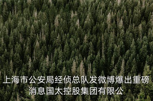 上海市公安局經(jīng)偵總隊發(fā)微博爆出重磅消息國太控股集團有限公