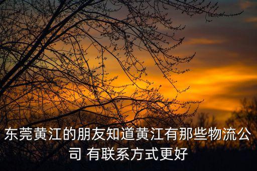 東莞黃江的朋友知道黃江有那些物流公司 有聯系方式更好