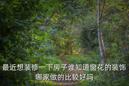 最近想裝修一下房子誰知道窗花的裝飾哪家做的比較好嗎