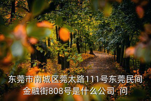 東莞市南城區(qū)莞太路111號(hào)東莞民間金融街808號(hào)是什么公司  問(wèn)