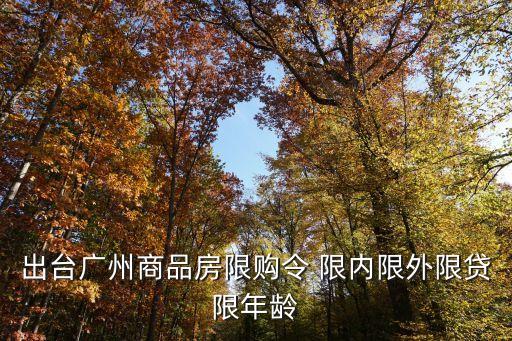 出臺廣州商品房限購令 限內限外限貸限年齡