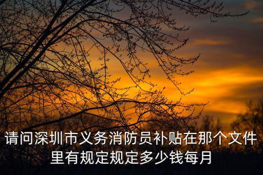 請問深圳市義務消防員補貼在那個文件里有規定規定多少錢每月
