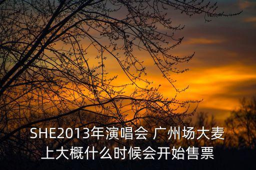 田馥甄 廣州 大麥，SHE2013年演唱會 廣州場大麥上大概什么時候會開始售票