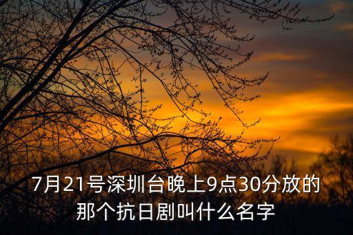 7月21號(hào)深圳臺(tái)晚上9點(diǎn)30分放的那個(gè)抗日劇叫什么名字