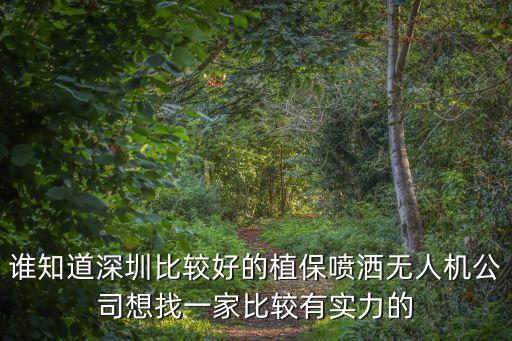誰知道深圳比較好的植保噴灑無人機公司想找一家比較有實力的