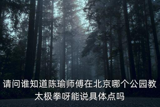 請問誰知道陳瑜師傅在北京哪個公園教太極拳呀能說具體點嗎