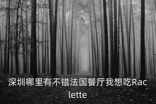 深圳哪里有不錯法國餐廳我想吃Raclette