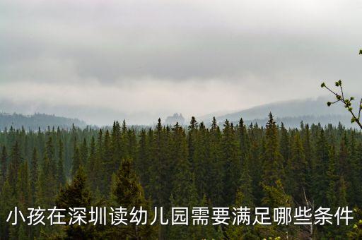 小孩在深圳讀幼兒園需要滿足哪些條件