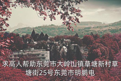 求高人幫助東莞市大嶺山鎮草塘新村草塘街25號東莞市明鵬電