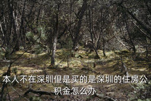 本人不在深圳但是買的是深圳的住房公積金怎么辦