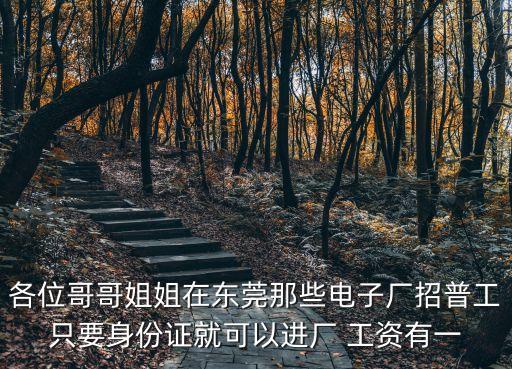 東莞兆威光電招聘，各位哥哥姐姐在東莞那些電子廠招普工只要身份證就可以進廠 工資有一