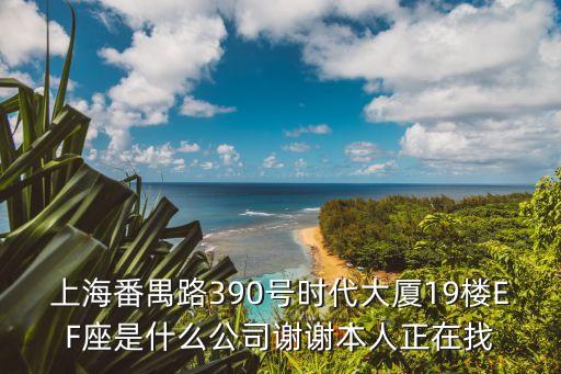 上海番禺路390號時代大廈19樓EF座是什么公司謝謝本人正在找