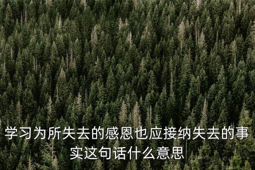上海市學指辦生命教育教研員，學習為所失去的感恩也應接納失去的事實這句話什么意思