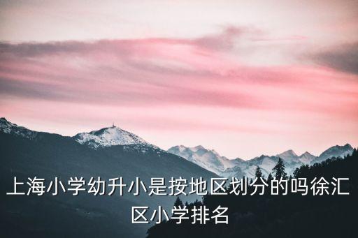 上海小學幼升小是按地區劃分的嗎徐匯區小學排名