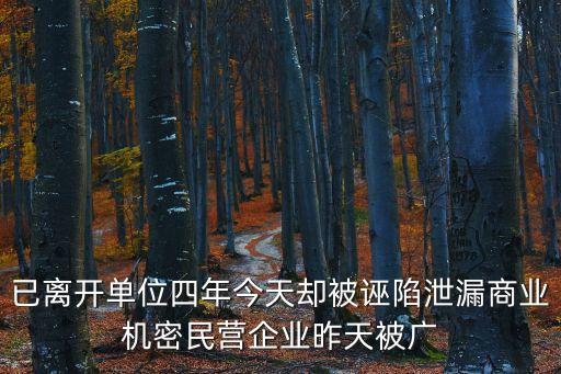 已離開單位四年今天卻被誣陷泄漏商業機密民營企業昨天被廣