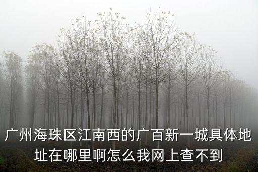 廣州廣百新一城餐飲，廣州海珠區江南西的廣百新一城具體地址在哪里啊怎么我網上查不到