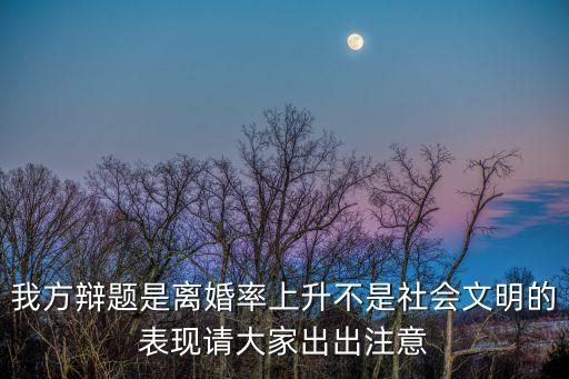 我方辯題是離婚率上升不是社會文明的表現請大家出出注意