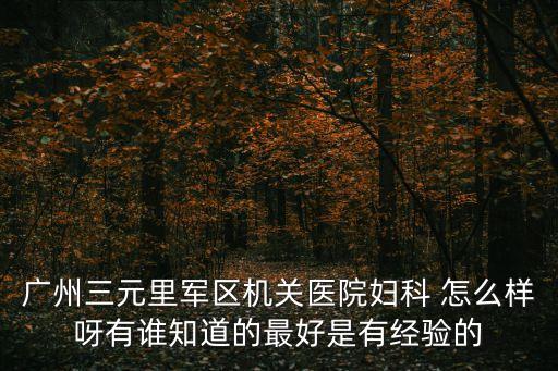 廣州三元里軍區(qū)機關(guān)醫(yī)院婦科 怎么樣呀有誰知道的最好是有經(jīng)驗的