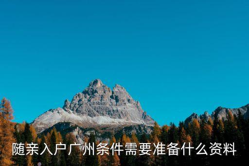 隨親入戶廣州條件需要準備什么資料