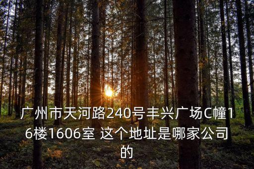 廣州市天河路240號豐興廣場C幢16樓1606室 這個地址是哪家公司的