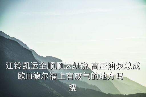 廣州高壓油泵總成，江鈴凱運全順順達凱銳 高壓油泵總成歐iii德爾福上有放氣的地方嗎  搜