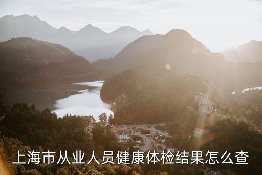 上海市從業人員健康體檢結果怎么查