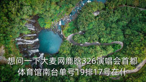 想問一下大麥網鹿晗326演唱會首都體育館南臺單號19排17號在什