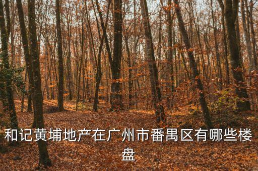 和記黃埔地產在廣州市番禺區有哪些樓盤