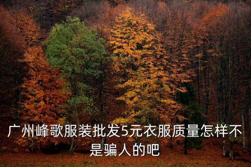廣州峰歌服裝批發5元衣服質量怎樣不是騙人的吧
