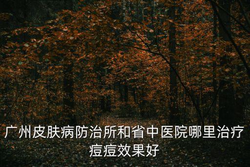 廣州皮膚病防治所和省中醫院哪里治療痘痘效果好