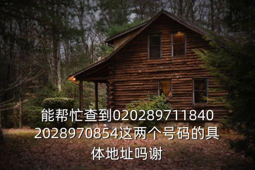 能幫忙查到0202897118402028970854這兩個號碼的具體地址嗎謝