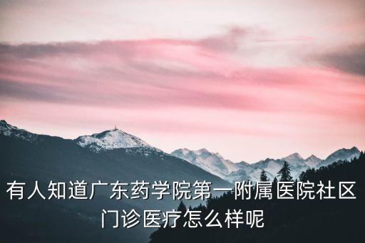 有人知道廣東藥學院第一附屬醫院社區門診醫療怎么樣呢
