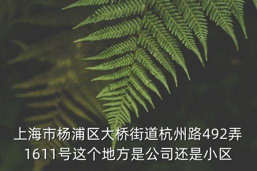 上海市楊浦區(qū)大橋街道杭州路492弄1611號(hào)這個(gè)地方是公司還是小區(qū)
