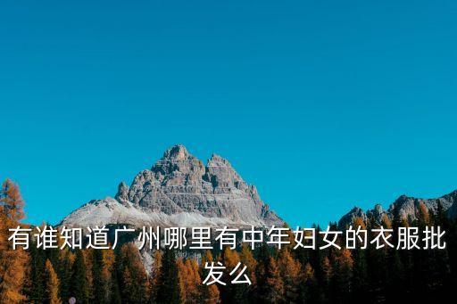 廣州批發(fā)的婦女，有誰知道廣州哪里有中年婦女的衣服批發(fā)么