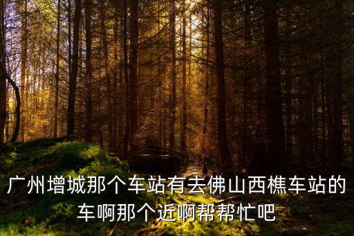 廣州增城那個車站有去佛山西樵車站的車啊那個近啊幫幫忙吧