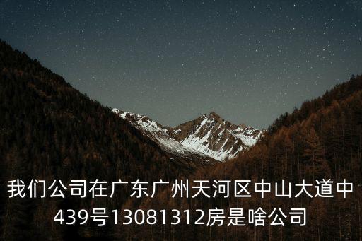 廣州匯致捷，我們公司在廣東廣州天河區中山大道中439號13081312房是啥公司