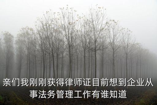 親們我剛剛獲得律師證目前想到企業從事法務管理工作有誰知道