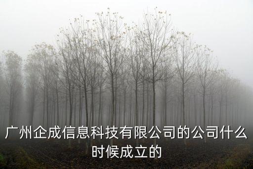 廣州企成信息科技有限公司的公司什么時候成立的