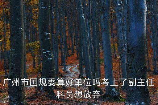 廣州市國土資源和規劃委員會貴，廣州市國規委算好單位嗎考上了副主任科員想放棄