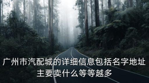 廣州市汽配城的詳細信息包括名字地址主要賣什么等等越多