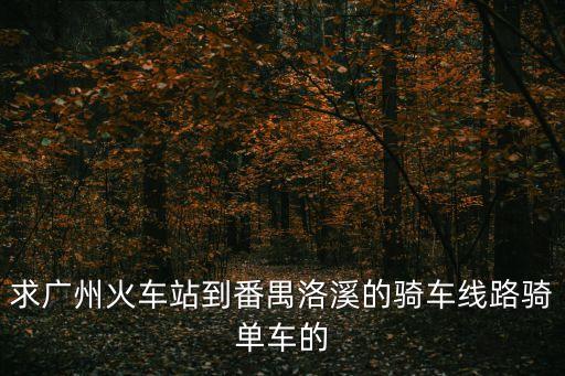 求廣州火車站到番禺洛溪的騎車線路騎單車的