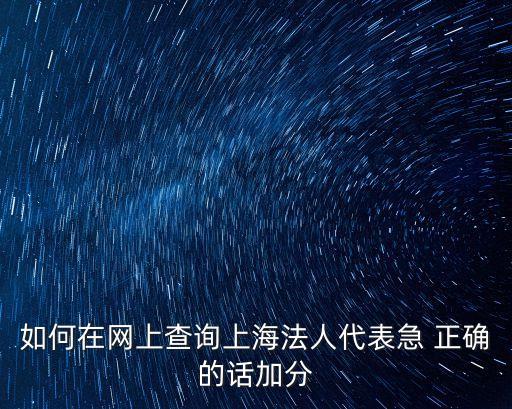 如何在網(wǎng)上查詢上海法人代表急 正確的話加分