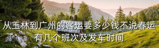 玉林到廣州南站汽車站時刻表，從玉林到廣州的客運要多少錢不說春運有幾個班次及發車時間
