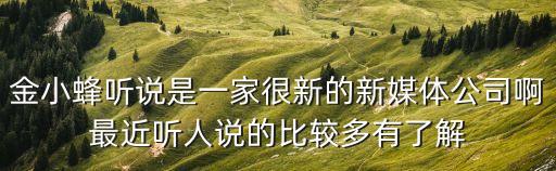 金小蜂聽說是一家很新的新媒體公司啊最近聽人說的比較多有了解