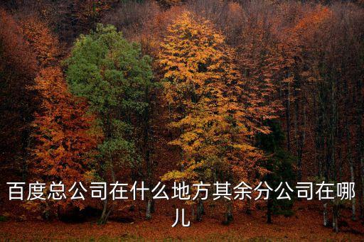 百度總公司在什么地方其余分公司在哪兒