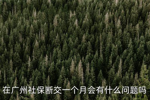 廣州社保斷了一個月有什么影響，在廣州社保斷交一個月會有什么問題嗎