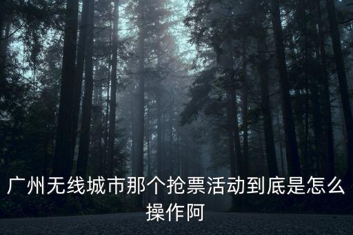 廣州無線城市那個搶票活動到底是怎么操作阿