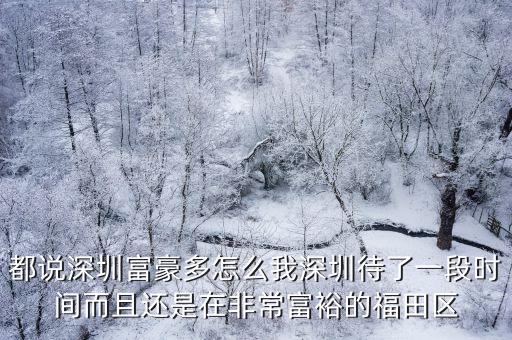 都說深圳富豪多怎么我深圳待了一段時間而且還是在非常富裕的福田區